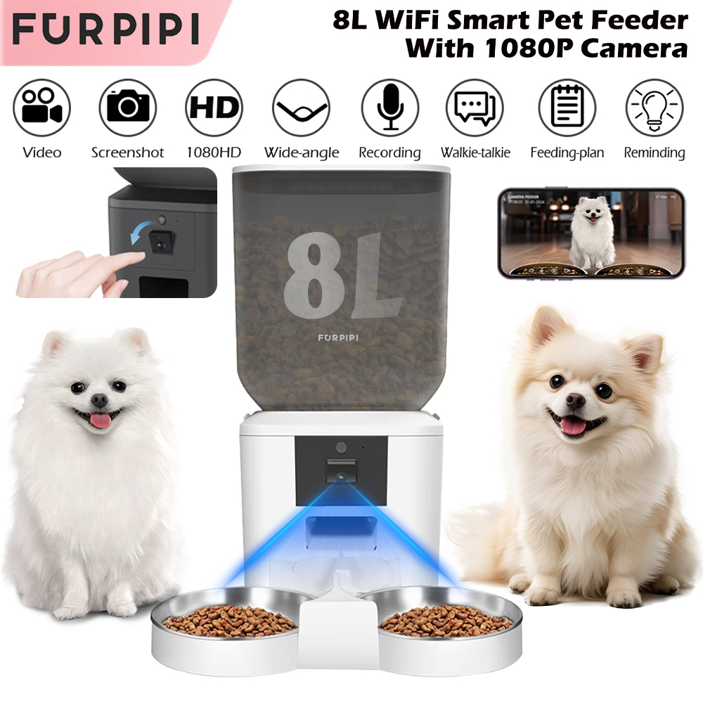 Kitchen Appliances Video - 8L 자동 고양이 급식기, 1080P 카메라