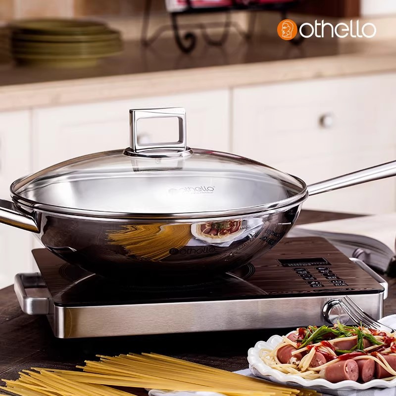 Induction Cooker - 18/10 스테인리스 스틸 웍, 유리 덮개,