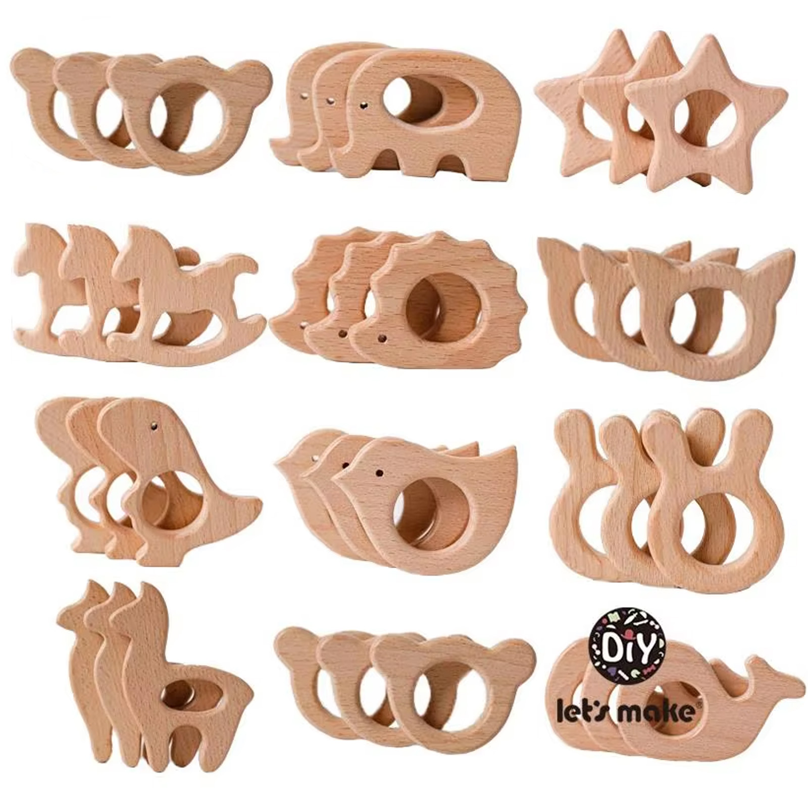 1PC 아기 Teether 동물 나무 반지를 만들자 유 - Kitchen Appliances Video 리뷰 및 가격