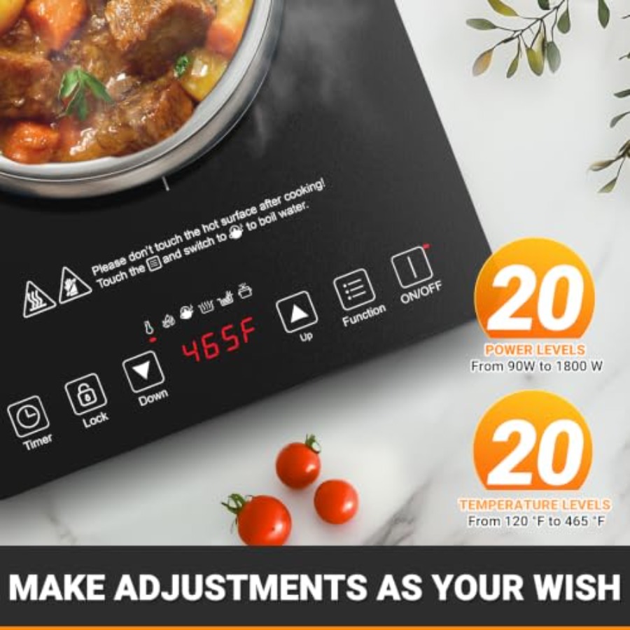 휴대용 인덕션 쿡탑, 주방용, 블랙 강화유리, 20단계 - Induction Cooktop Portable 리뷰 및 가격