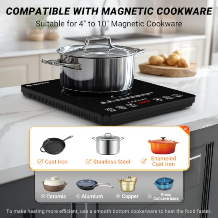 휴대용 인덕션 쿡탑, 주방용, 블랙 강화유리, 20단계 - Induction Cooktop Portable 리뷰 및 가격